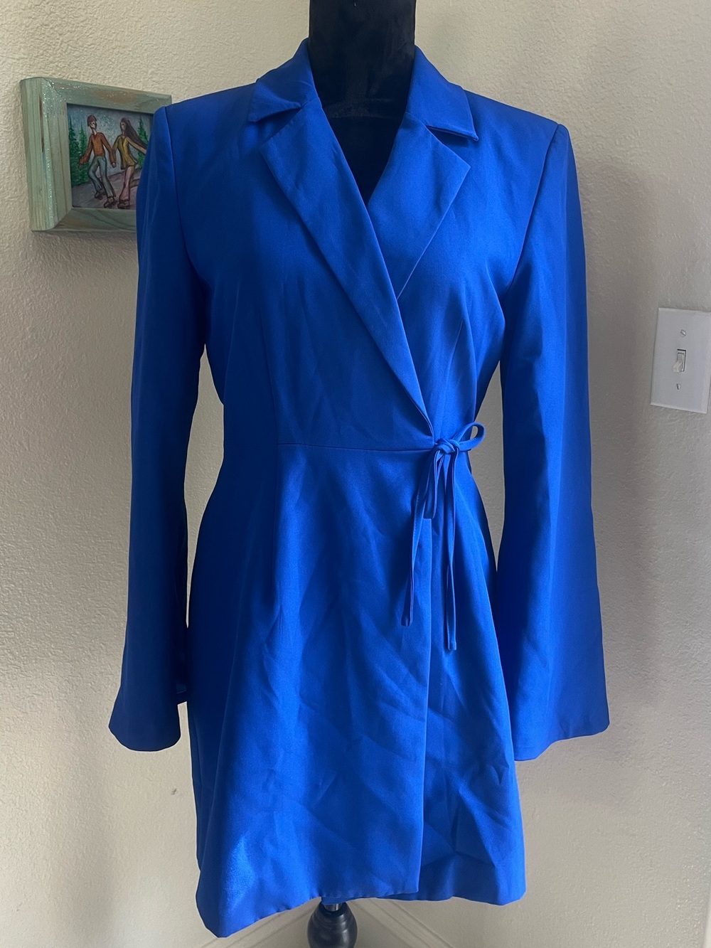 Women's Wrap Blazer Coat Dress in Royal Blue